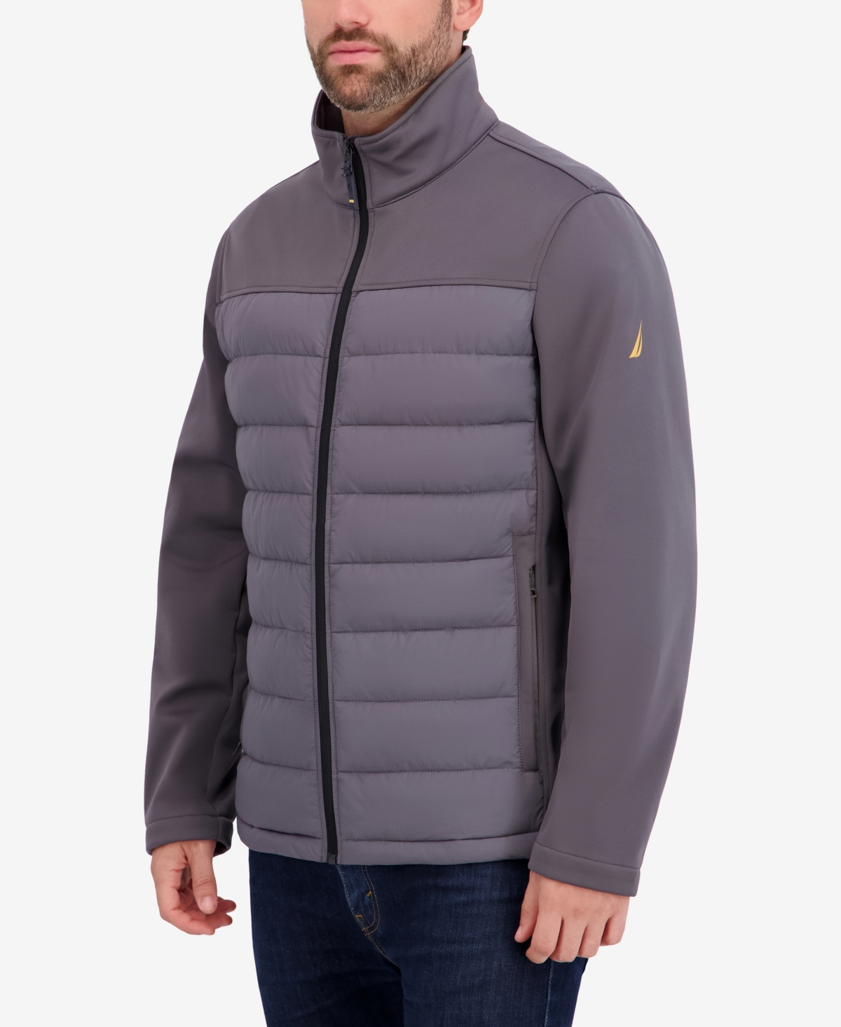 Nautica Men's Transitional Mixed Media Zip Front Jacket