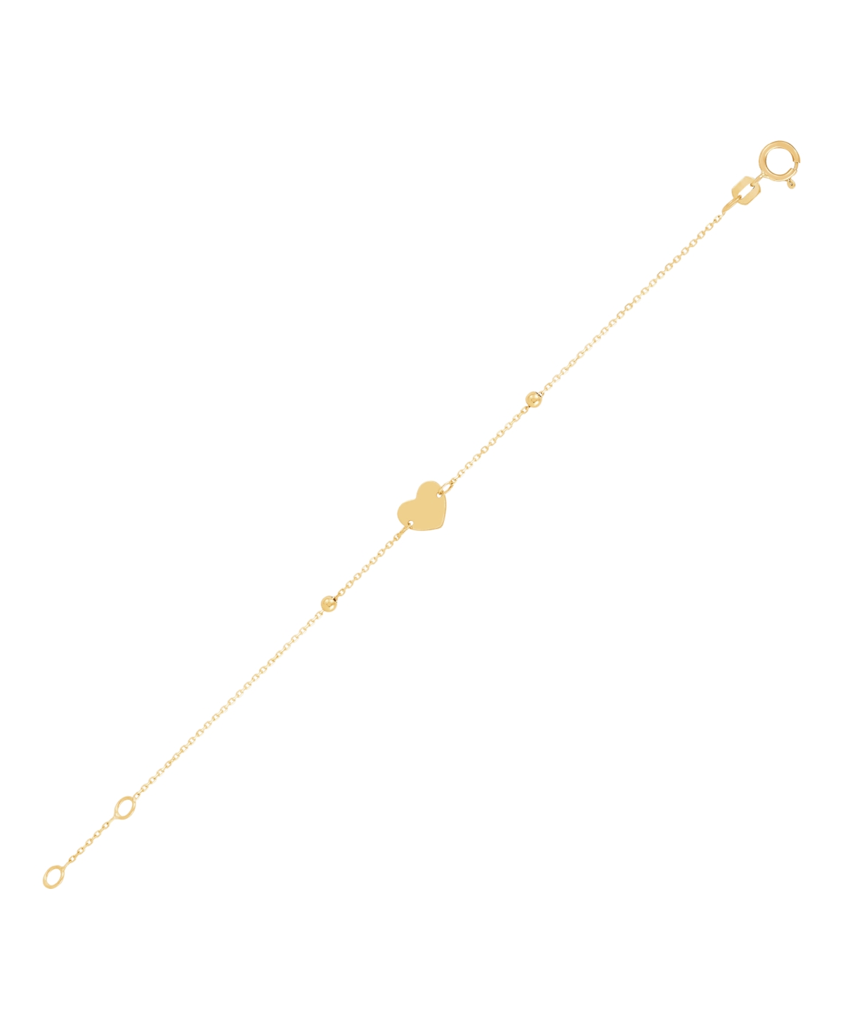 Italian Gold Heart Bracelet In 14k Yellow Gold In Transparent