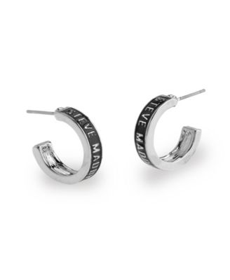 Black Signature Logo Huggie Earrings