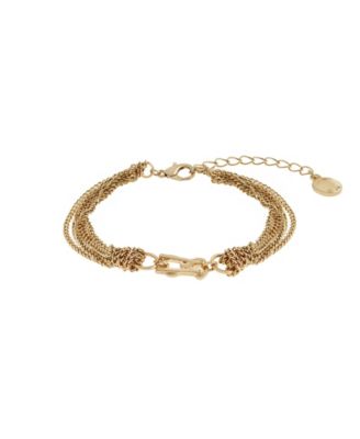 Gold Signature Logo Layered Chain Bracelet