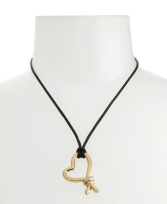 Gold Heart Knot Pendant Slider Necklace