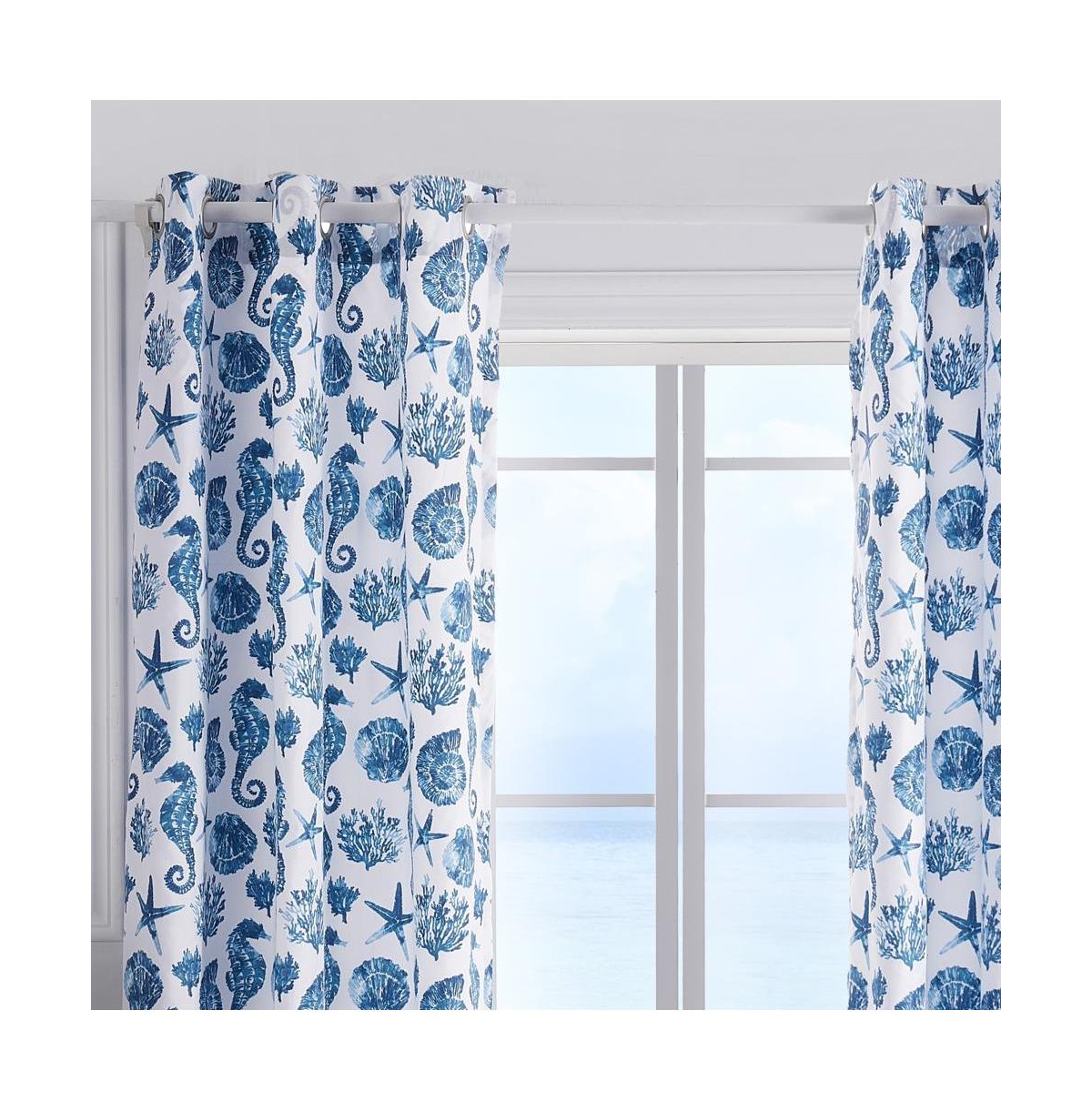 Greenland Home Fashions Pebble Beach Window Panel Pair - 42x84", Blue