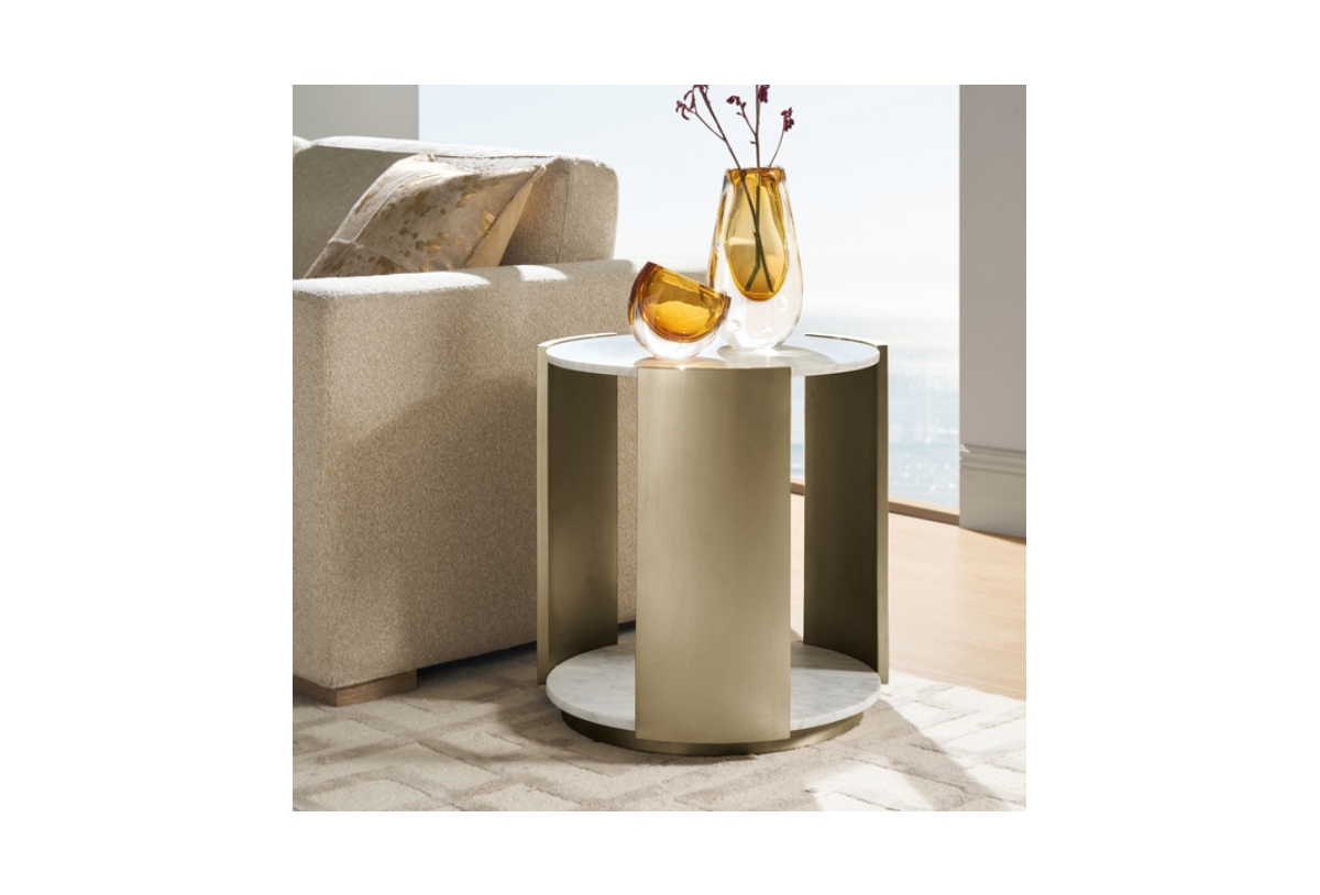 Z Gallerie 1 piece polished stainless steel base Flare End Table