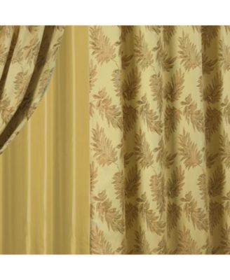 Ramallah Trading Palm Floral Textured Jacquard Single Rod Pocket Curtain Panel - 54 x 84, Gold