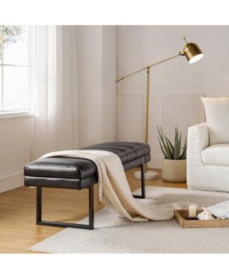 Mid-century Modern Laurens Upholstered Bench with Metal Legs