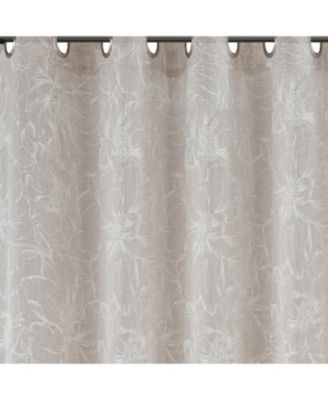 100% Polyester Sheila Light Filtering Faux Linen Floral Grommet Curtain Panel 52" x 84" Taupe