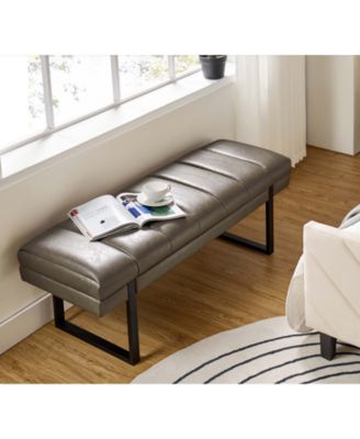 Mid-century Modern Laurens Upholstered Bench with Metal Legs