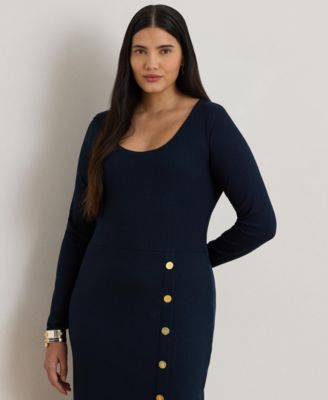 Plus Size Rib-Knit Scoop Neck Dress