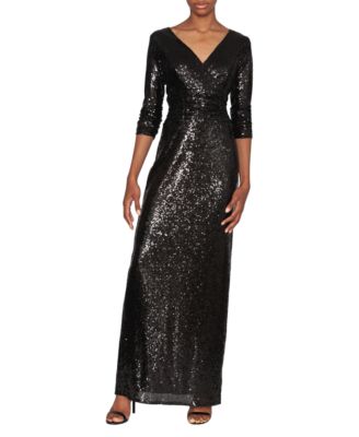 WHITE TIE by Shani - Women's V-Neck Sequin Gown