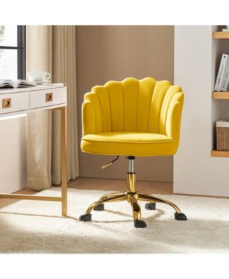 Woman Modern Cute Shell Back Upholstered Desk Chair for Vanity, Living Room