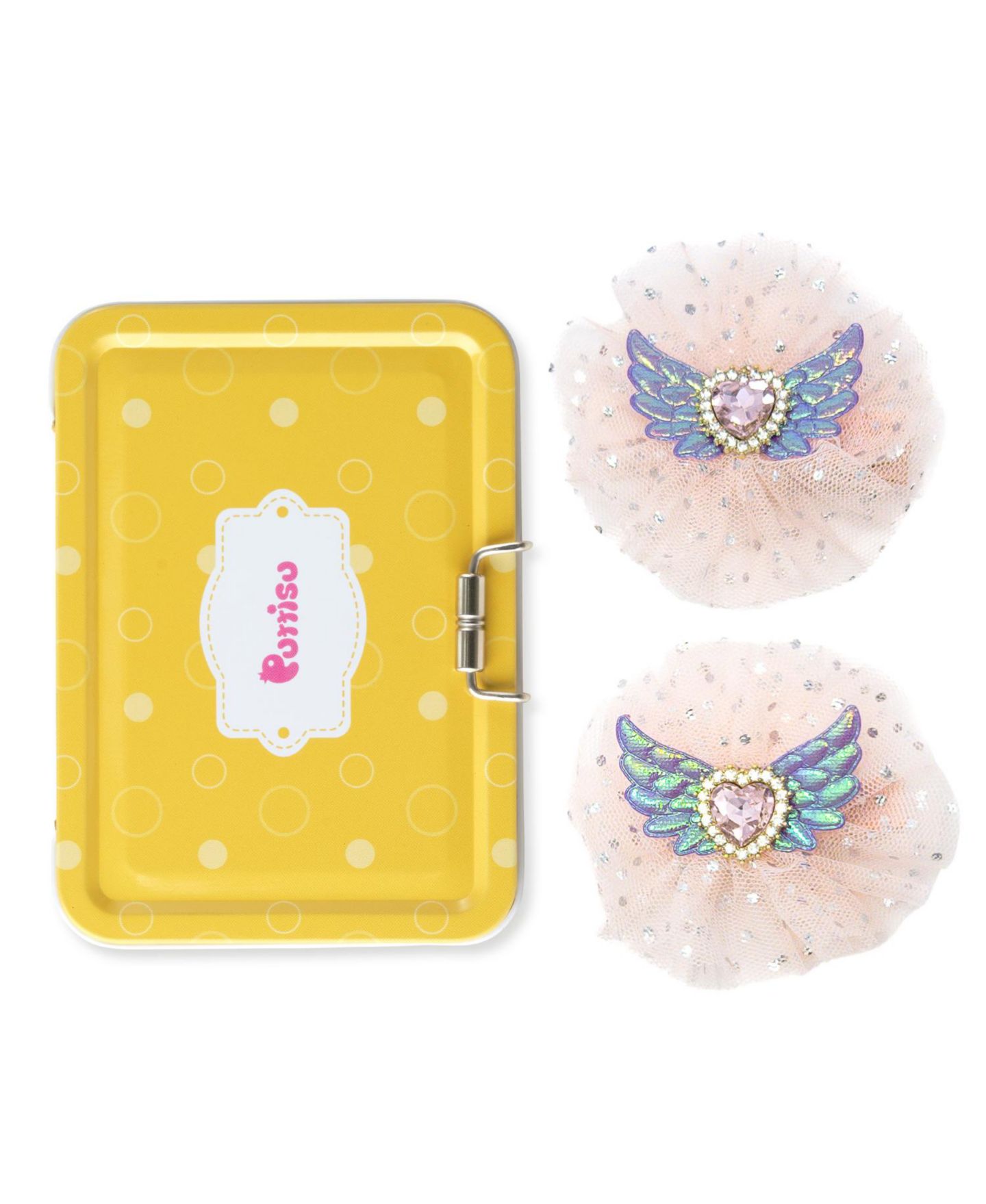 Аксессуары для волос Puttisu 2pc Angel Sparkle Wings Clip Set для девочек, цвет: Слоновая кость розовый — фото 3
