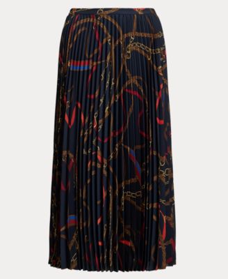 Women's Belting-Print Pleated Midi Skirt