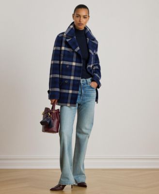 Women's Double-Breasted Plaid Coat