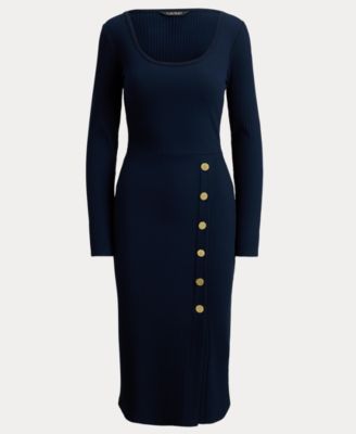 Women's Button Trim Rib Knit Dress