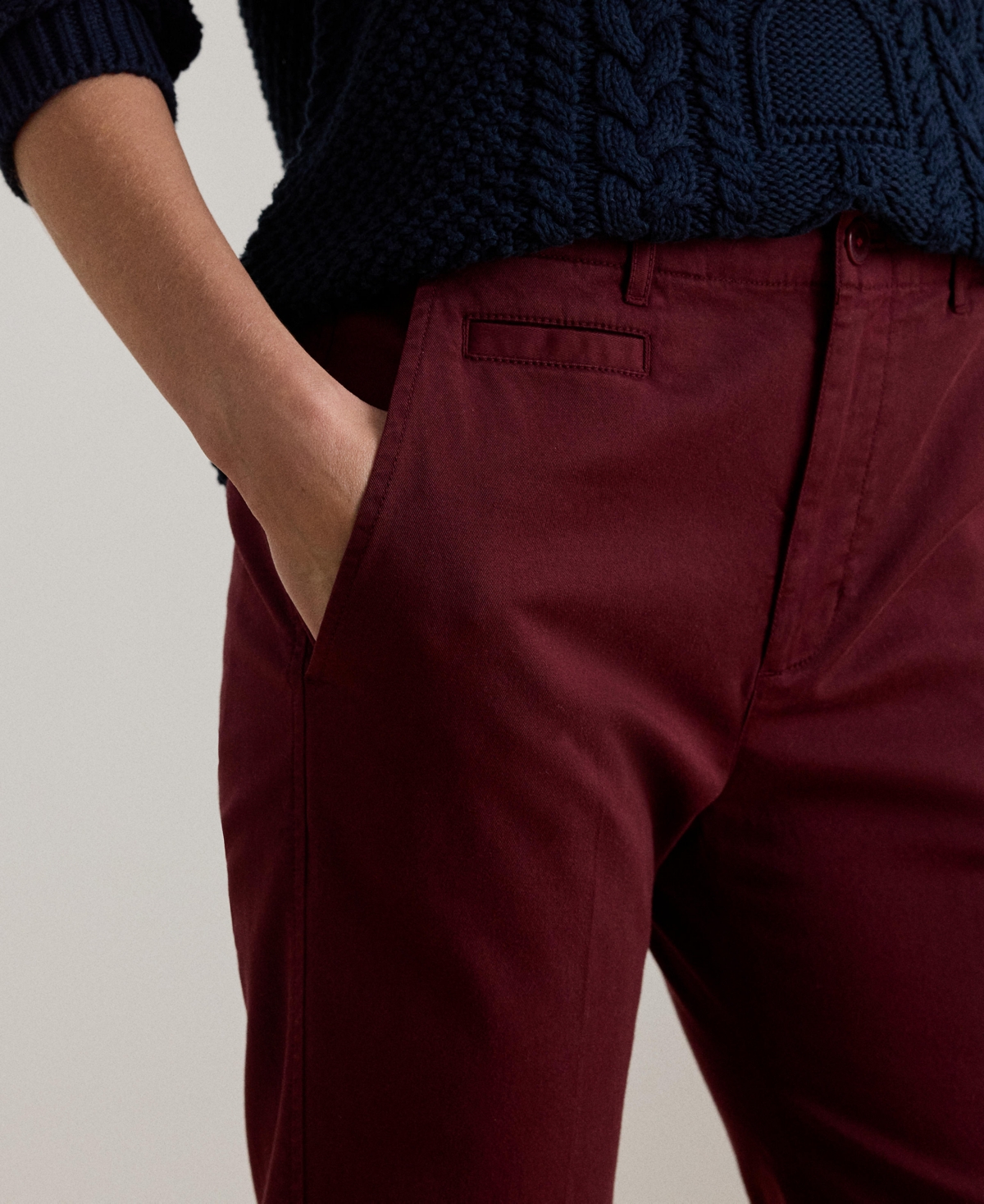 Ralph Lauren Women's Stretch Cotton Chino Flare Pants In Burgundy