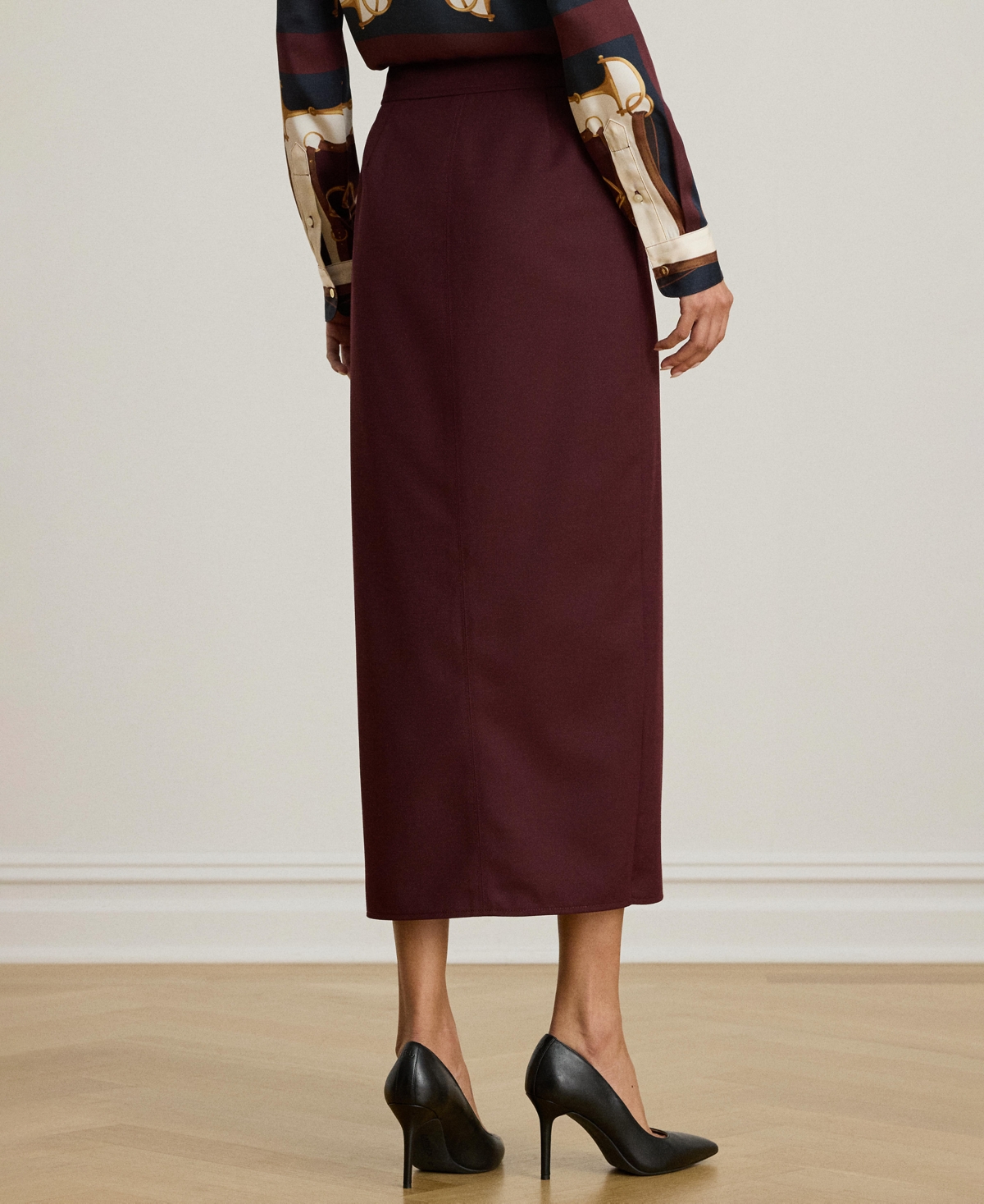 Ralph Lauren Women's Pencil Midi Skirt In Burgundy