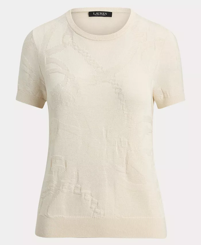 Women's Belting-Motif Short-Sleeve Sweater - thumbnail 5