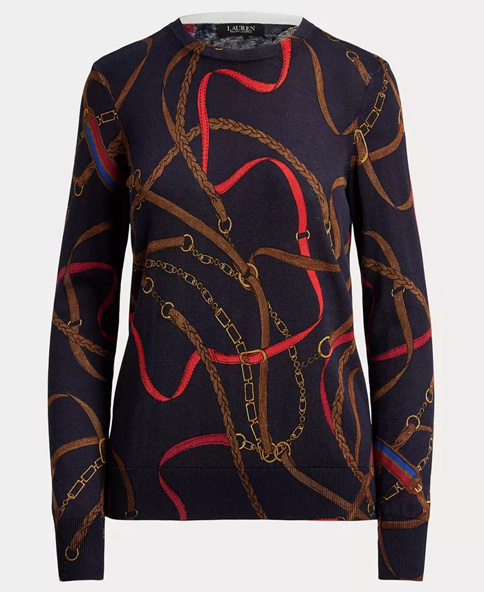 Women's Belting Print Long-Sleeve Sweater - thumbnail 5