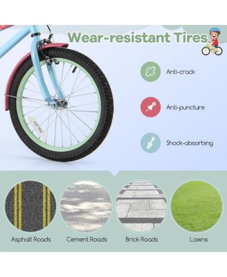 18 Inch Kids Bike with Adjustable Handlebar and Saddle Blue