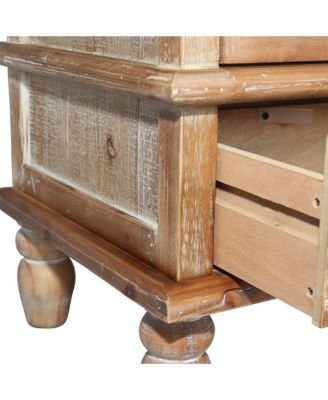 59" Chic Natural Wood Accent Storage Cabinet with 4 Doord 3 drawers