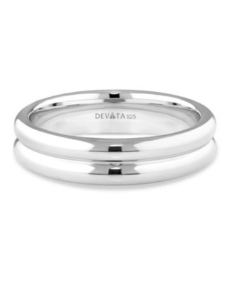 Lined Band Ring in Rhodium Plated Sterling Silver, Size 9