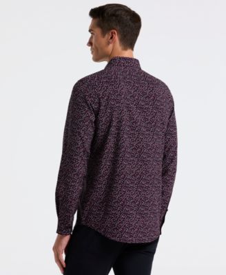 Men's Long-Sleeve Micro Floral Print Shirt