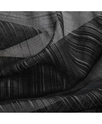 Erica Doily Stripe Grommet Panel Pair - 54x90", Black