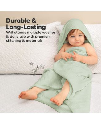 2pk Lyra Muslin Baby Towels with Hoods for Girl, Boy, Soft, Absorbent, Cotton Hooded Baby Bath Towels