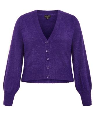 Plus Size Fluffy Button Cardigan