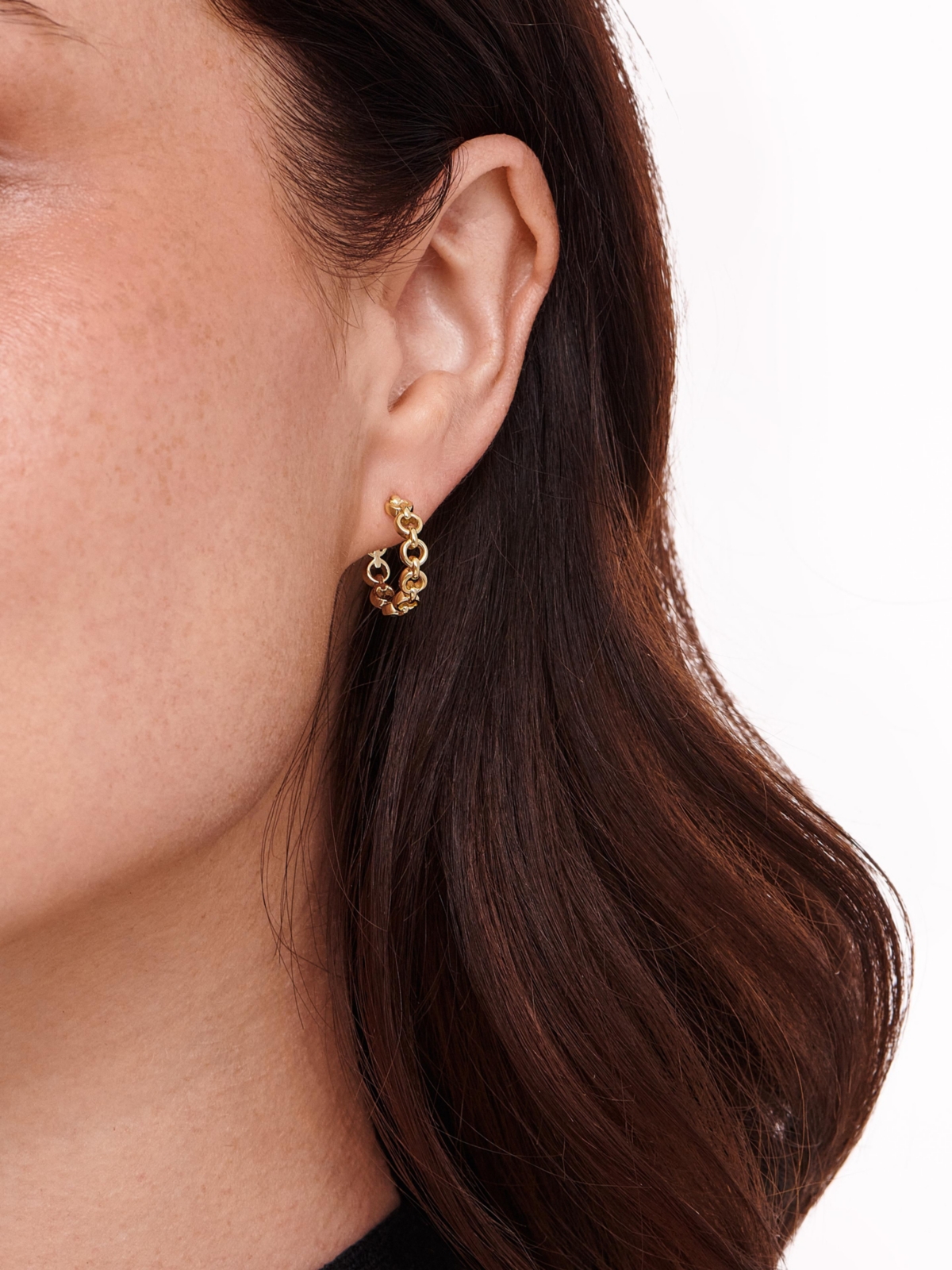 Devata Cable Link Hoop Earrings in Gold Plated Sterling Silver