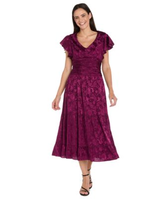 R & M Richards - Women's Short Full Skirt Floral V-Neck Dress