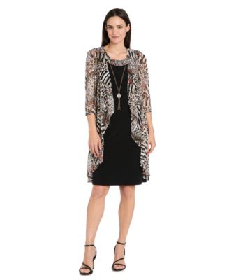 R & M Richards - Women's 2-Piece 3/4-Sleeve Jacket with Necklace and Dress