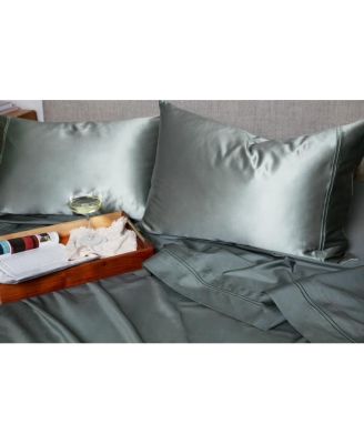 Long Staple Cotton Sheet & Silk Pillowcase 4-Pc. Set, Queen