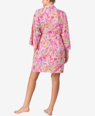 Women's Wrap Around Long-Sleeve Short Robe