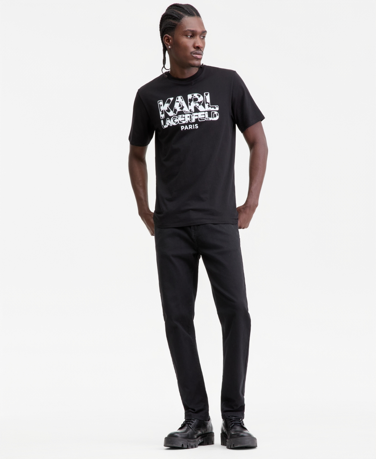 Karl Lagerfeld Paris Men's Foam Textured Logo T-Shirt