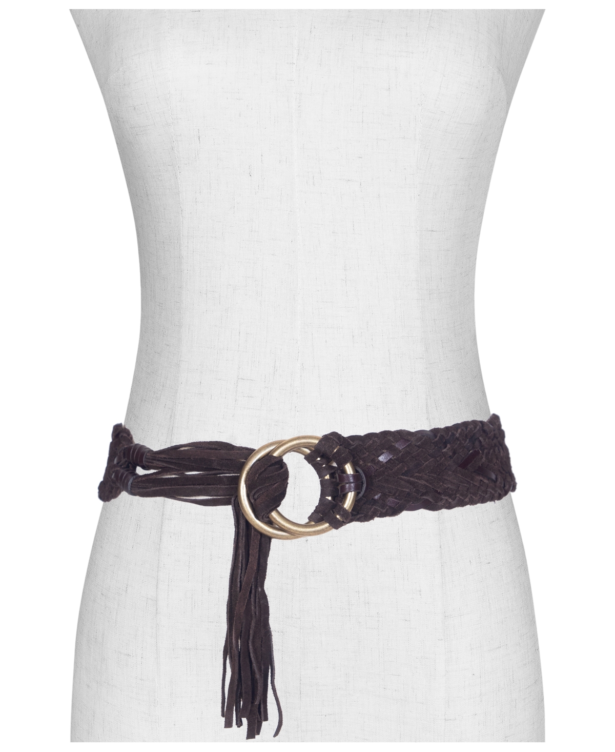 Frye Women's 40mm Woven Fringe Belt In Brown