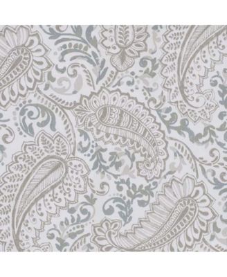 Ellis Shannon Printed Paisley Pattern on Cotton Fabric Tailored Pairs 3" Rod Pocket 100"x72" Natural