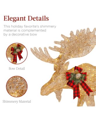 2-Piece Moose Family Lighted Christmas Yard D&eacute;cor Set w/ 170 LED Lights, Stakes, Zip Ties