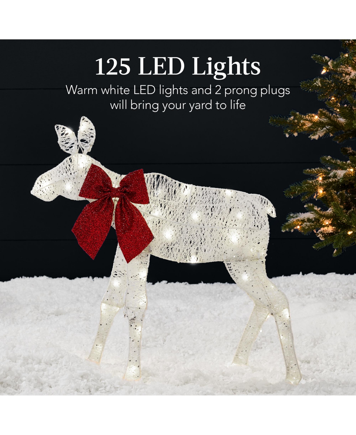 Best Choice Products 4ft 2-Piece Lighted 2D Christmas Moose Set Outdoor Decor w/ 125 Led Lights