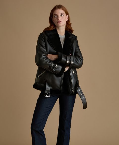 Женские куртки Furniq UK Shearling Aviator Jacket