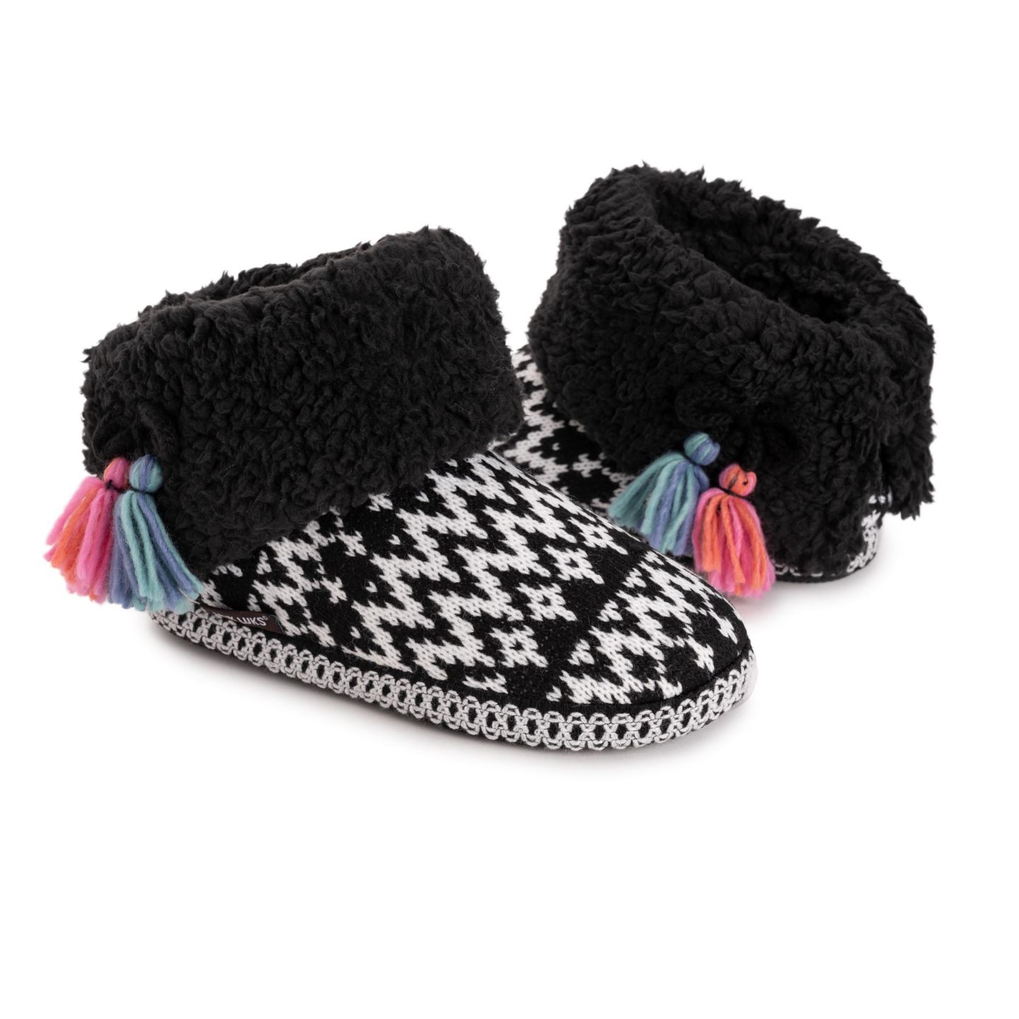 Женские тапочки MUK LUKS Melinda Cuff Boot Slippers, цвет: Чёрный, вариант 1 — фото 8