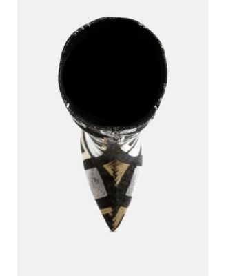 Womens Sharmin Checkered Sequin Knee High Boots