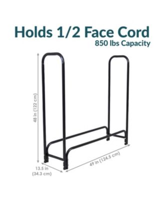 Outdoor Heavy-Duty Steel Firewood Log Rack Holder and Weather-Resistant Polyester Log Rack Cover - Black