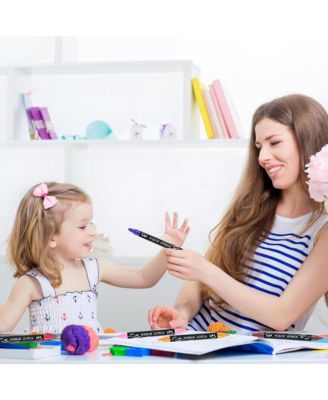 12 Colors Double-Ended Acrylic Marker Pens, Non-Transparent Paper and Stackable Color Pigment Paint Pens for Rock Painting, Wood and Canvas