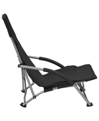 Beach Chair Set of 2 Black Oxford fabric, Steel Standard