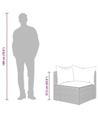 Patio Lounge Set Black and Water Blue PE Rattan, Powder-Coated Steel