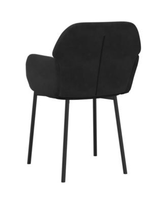 Dining Chair Set of 2 Black Velvet (100% polyester), metal, plywood