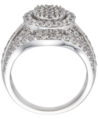Diamond Cluster Oval Shape Ring (2 ct. t.w.) in 14k White Gold