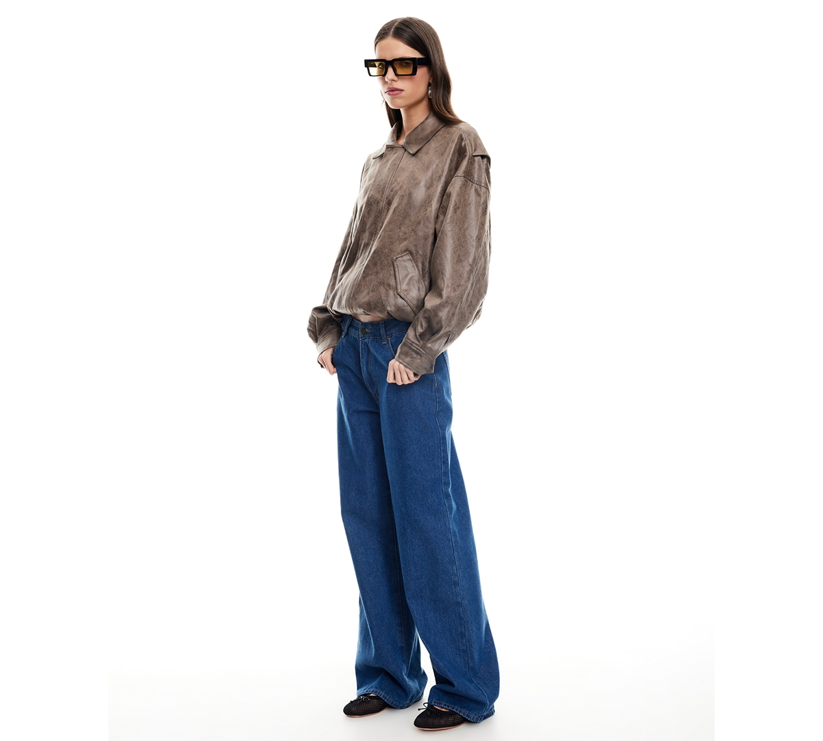 Lioness Women's Kenny Oxford Collared Bomber Jacket In Brown