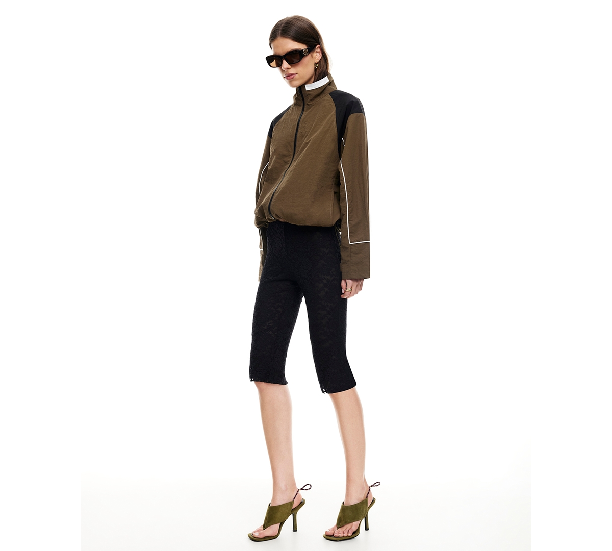 Lioness Women's Shoreline Windbreaker High Neck Jacket In Green